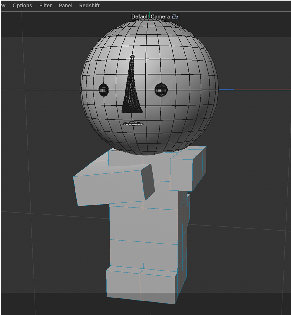 Image of the Smiski's body being modelled with arms added.