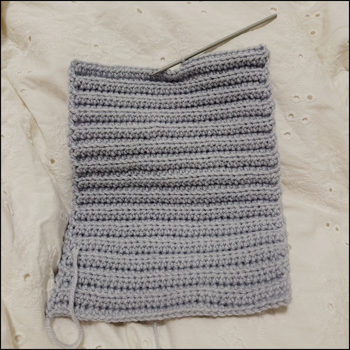 Progress on crochet material.