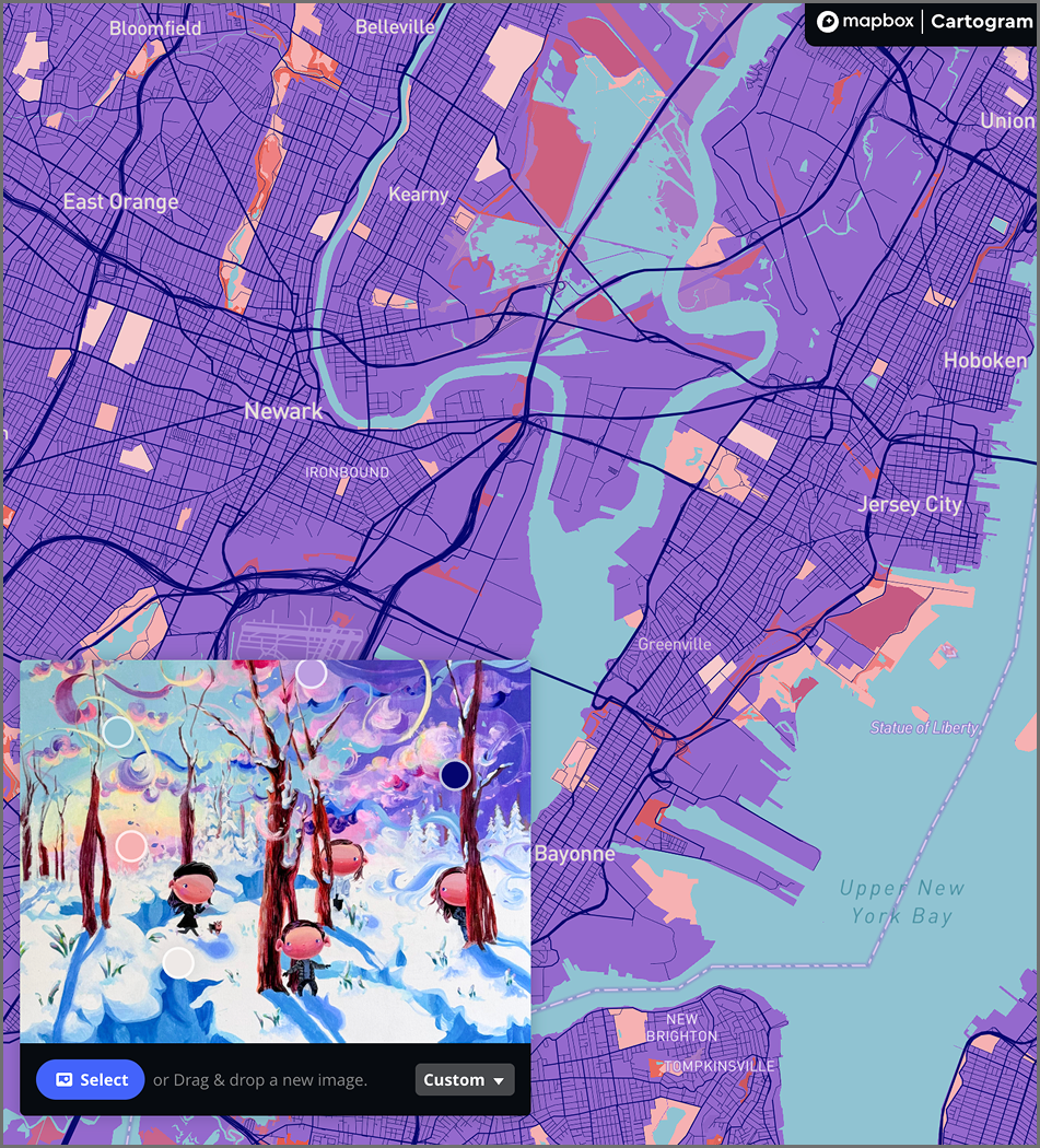 Using another image of artwork as experimentation for mapbox plugin