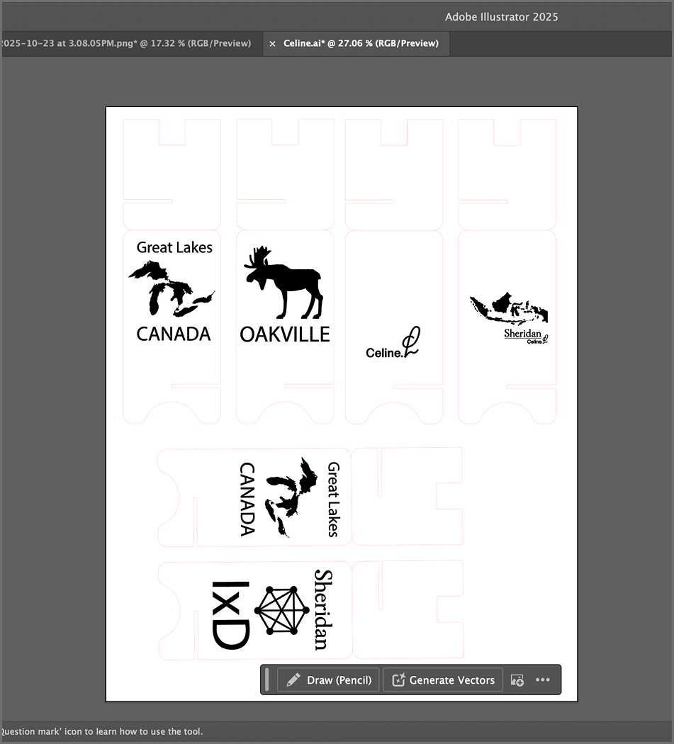 Created a design and put it in the template for lazer cutting a phone stand.