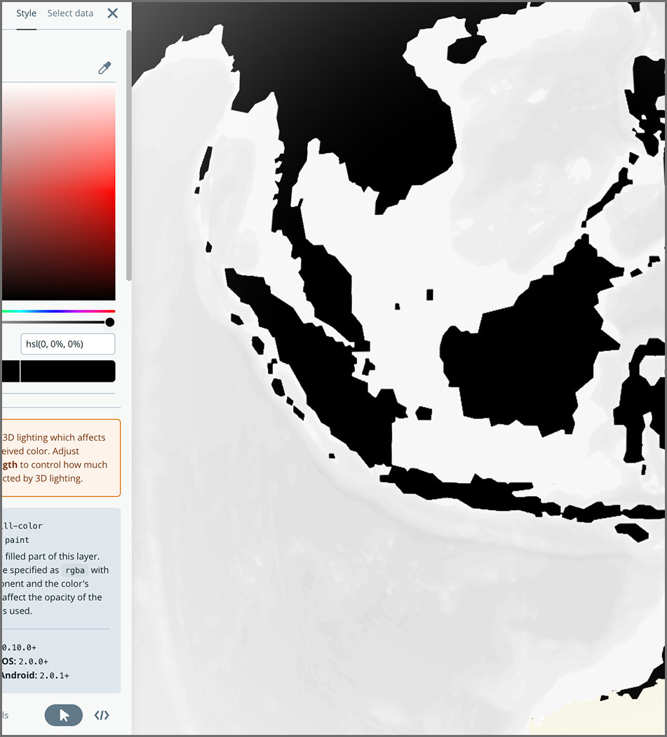 Attempting to just change the waterway in Mapbox in order to create a vector file, While this would still be traceable in Illustrator the grey might affect image trace.