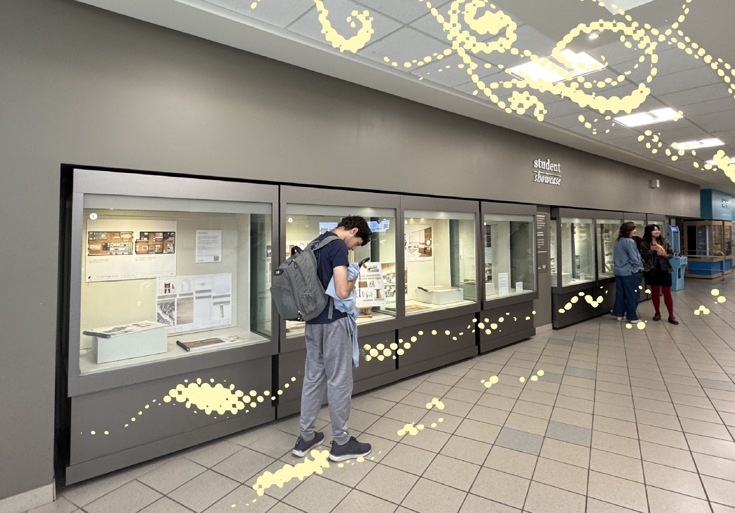 Sketch 1 of the projection mapping idea on chosen space. Utilizing ceiling as a potential surface.