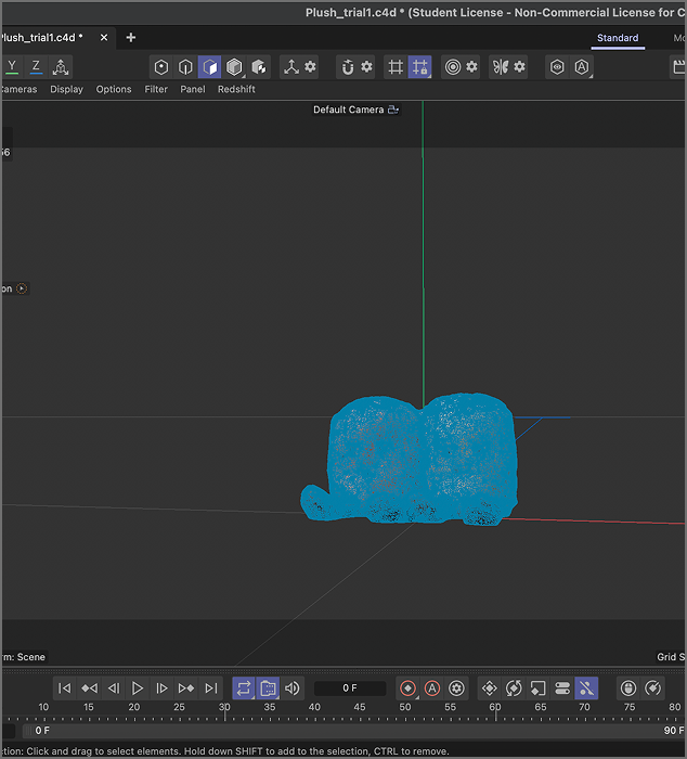 Image of 3D scan of marshmallow plush imported into Cinema4D.