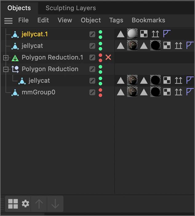 Image of layers used in Cinema4D