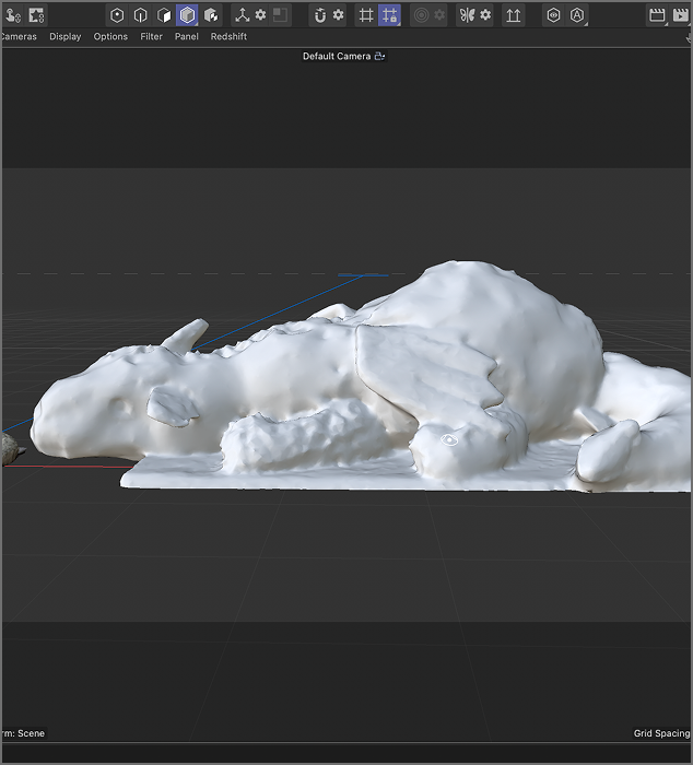 Image of dragon object after polygon reduction was added.